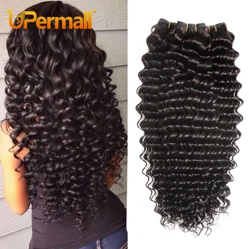 Upermall 1/3/4 Deep Wave човешка коса пакети сделки за продажба 30 инчов мек 100% бразилски Remy коса тъкат разширения естествен цвят
