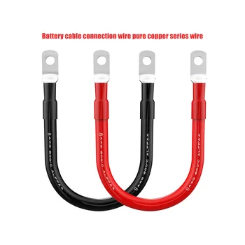 Комплект инверторни кабели за батерии с клеми 8 AWG габарит супер мек силиконов проводник, кабел за захранване с уши