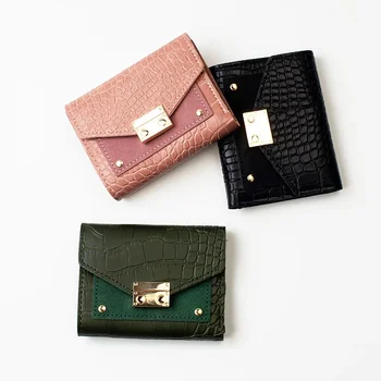 Корейска версия на новата чанта женски момичета къс стил всички мода крокодил модел мулти-карта нула чанта чанта