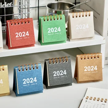 Мини настолен календар 2024 Малък настолен календар Мини дневен график за домашен офис училище Ins Creative Pocket Portable