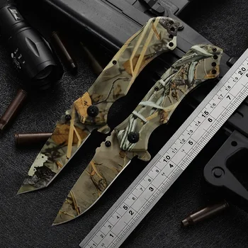 Многофункционален сгъваем нож с висока твърдост Къмпинг Тактически открит нож за оцеляване Преносим джобен нож Инструмент за самозащита