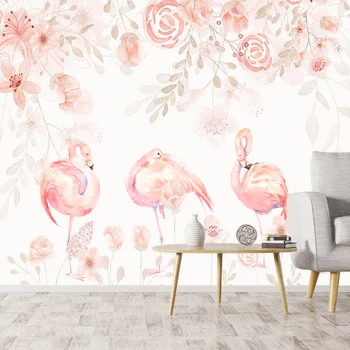 Обелете и залепете Приемам фламинго цветя Nordic тапети за хол легло контакт стени в ролки хартия Начало декор фон