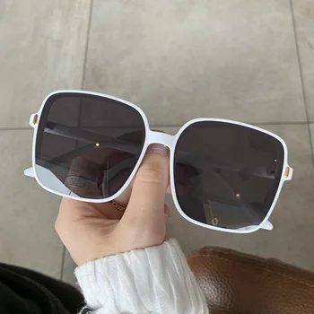 2021 Нова мода реколта нит бели слънчеви очила жени марка дизайнер голяма рамка слънчеви очила женски летни нюанси Oculos де Сол