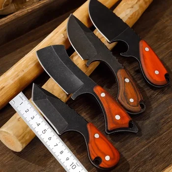 1pc мини открит прав нож, преносим джобен нож EDC с ножница, многофункционален нож за плодове и нож за рязане на месо