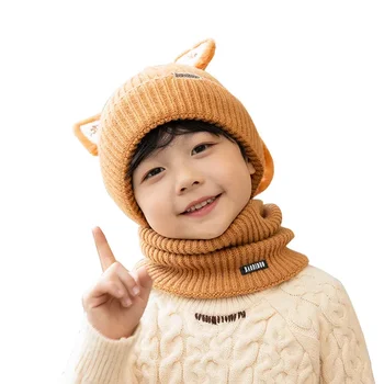 Нова детска шапка лигавник комплект зимна топла карикатура плетена шапка момче момиче сладък Beanie