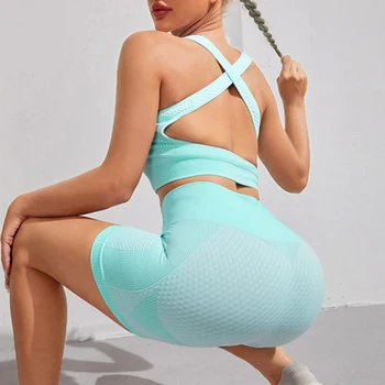 2 парче йога комплект жени тренировка дрехи фитнес облекло спортен сутиен женски фитнес спортно облекло безшевни шорти тренировки екипировки
