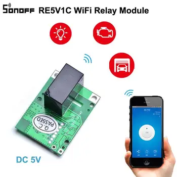 SONOFF RE5V1C релеен модул 5V WiFi DIY превключвател Сух контакт изход Inching / Selflock работни режими APP / глас / LAN контрол Интелигентен дом