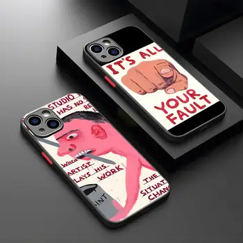 David Shrigley Цветна подложка за мишка за графити за iPhone 15 14 12 13 11 Pro Max XR XS Max Mini X 7 8 Plus матово покритие