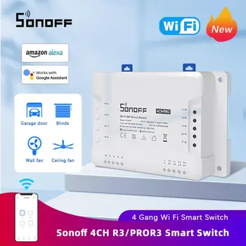 SONOFF 4CH R3 / 4CH PRO R3 Wifi Switch 4 Gang DIY Smart Switch APP Remote Switch Wireless Smart HomeWorks With Alexa Goole Home