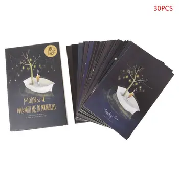 30pcs реколта светеща пощенска картичка светят в тъмното луна светлина поздравителна пощенска картичка новост Коледа поздравителни картички подарък