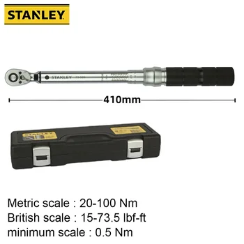 Stanley STMT73589 1/2 инчов динамометричен ключ тресчотка легирана стомана тяло 20-100Nm +/- 3% AC две везни ръчен инструмент за механик ремонт на автомобили
