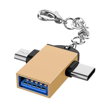 in 1 OTG адаптер USB 3.0 женски към микро USB мъжки и USB C мъжки конектор алуминиева сплав в движение конвертор HHUAWEI