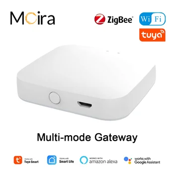 Moira Tuya Zigbee 3.0 / WiFi Multi-Mode Gateway HUB Безжична / кабелна интелигентна домашна работа с поддръжка на дистанционно управление Alexa Google Home