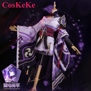 CosKeKe Raiden Shogun Cosplay аниме игра Genshin въздействие костюм сладък прекрасен битка униформи Хелоуин парти ролева игра облекло