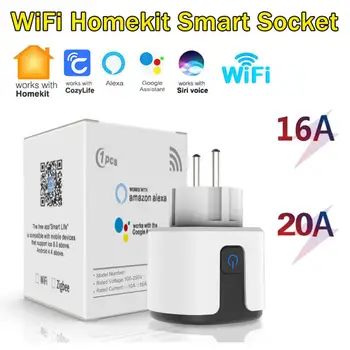 16A/20A WiFi Homekit Smart Socket EU Plug с таймер за мониторинг на захранването Домашен контакт Работа с Google Алис SmartThings Сири Алекса