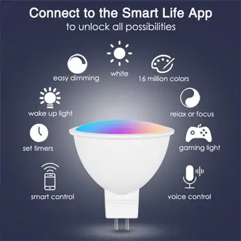 10PC Tuya Smart Homekit WiFi MR16 Интелигентна LED крушка 12V RGBCW Димируема лампа Siri Гласов контрол 5W Промяна на цвета на прожекторите