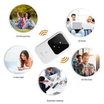 1 Комплект бял 4G безжичен рутер Мобилен преносим Wifi Car Sharer със слот за SIM карта