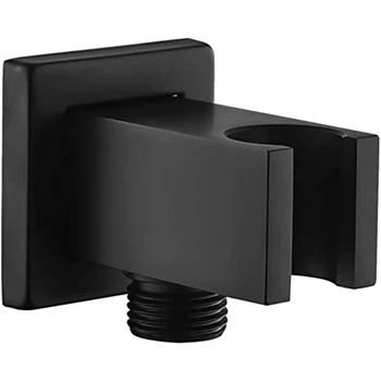  стена доставка лакът с ръка душ притежателя месинг квадрат 1/2 инчов душ маркуч монтаж къпане стена фиксирана седалка черен