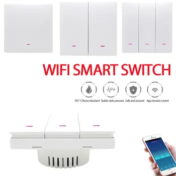 2Gang Smart WiFi Light Switch Push Button Tuya APP дистанционно управление Интелигентна домашна автоматизация работи с Alexa Assistant