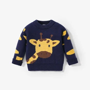 PatPat бебе момче жираф бродерия дълъг ръкав пуловер