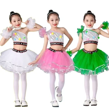 Нови деца носят жени момичета пайети хип-хоп джаз детски танцови състезания изпълнение сцена облекло