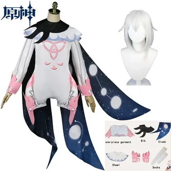 Paimon косплей рокля аниме игра Genshin въздействие Paimon косплей костюм Лолита рокля перука гащеризони Хелоуин костюми за жени