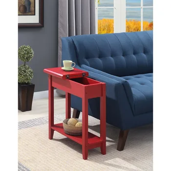 American Heritage Flip Top End Table с рафт спалня диван крайни маси за хола, червена боровинка