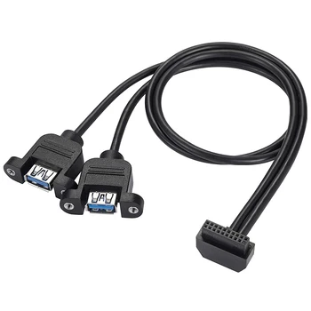  USB 3.0 19PIN към двоен порт Женски преграден кабел, подходящ за Win XP / Vista / Win7 32-битов / 64-битов Mac10.8 или по-висок
