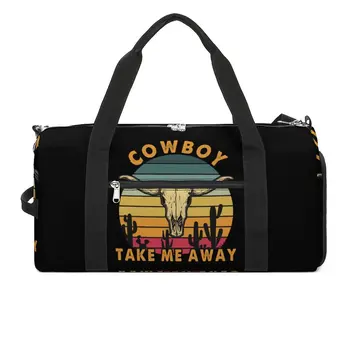 Cowboy Take Me Away Спортни чанти Държава Western Travel обучение фитнес чанта голям сладък чанти мъже жени дизайн открит фитнес чанта