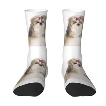 Shih Tzu с лък рокля чорапи за мъже жени топла мода новост куче животните екипажа чорапи