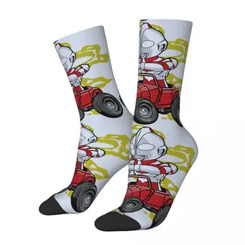 Забавен луд компресионен чорап за мъже Hotrod хип-хоп Harajuku Ultraman Adventure TV Happy Seamless Pattern Printed Boys Crew Sock