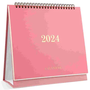 Jan 2024-Jun Таблица Календар Бележка Блокове Планировчик Месечен календар Дебела хартия Бюро Календар (розов)