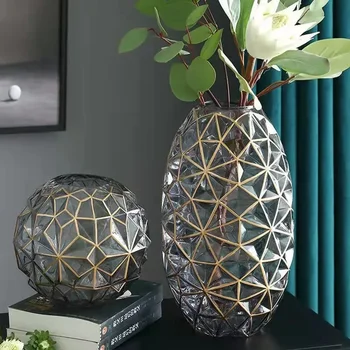 Light Luxury Nordic Glass Vase Всекидневна декорация Аранжировка на цветя Creative Flower Vase Аксесоари за декорация на дома