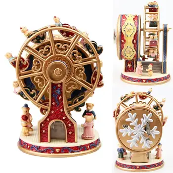 2021Нова въртяща се въртележка Ferr-is колело смола музикална кутия часовников механизъм Начало декор Cranked музикална кутия подарък за деца приятелка