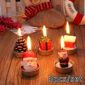 Коледен занаятчийски подарък свещ 3 бр / 1set коледни свещи Дядо Коледа снежен човек карикатура модел свещ подарък дома декорация