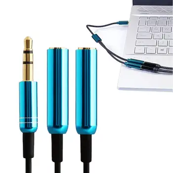 Сплитер за слушалки Кабел за адаптер за микрофон 3.5mm Универсален сплитер за слушалки Разширение за слушалки 2 в 1 удължителен кабел за смартфони