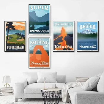 Nordic Canvas Painting Хавайски вулкани Роки планина Калифорния голф реколта национален парк пейзаж плакат стена изкуство картина