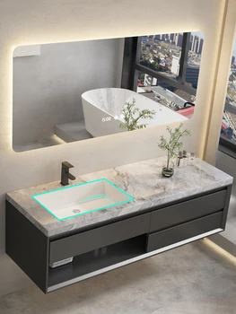 Rock плоча интегриран басейн баня кабинет комбинация безшевни интегрирани мивка баня интелигентна мивка дъб