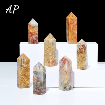 1pc естествен кристал магия пръчка луд ахат четири стълба изцеление кварцова кула скъпоценен камък декоративна енергия подарък