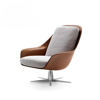 скандинавски стил най-добро качество фибростъкло черупка алуминиева сплав база въртяща се кожа фоайе ергономичен стол