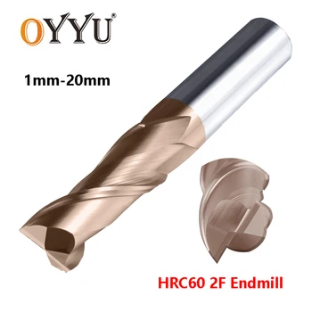 OYYU HRC60 2 флейта волфрам стомана крайни мелници Keyway карбид CNC машина рутер малко 1mm 2mm 3mm 5mm 20mm Endmills Кътър