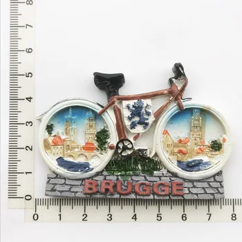 Брюж велосипед хладилник магнит културен пейзаж съобщение стикери туристически сувенир смола занаятчийски декорация