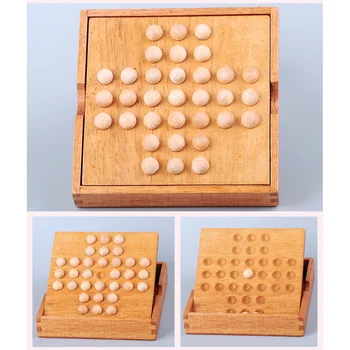 Дървен шахматен комплект за възрастни - класическа настолна игра с включен пасианс и мрамор