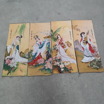 Китай четири екран живопис Thangka бродерия бродирани копринени гоблени бродерия класически четири красавици живопис