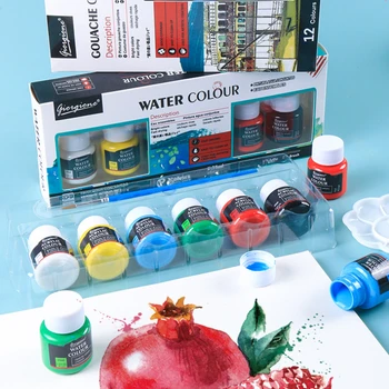6/12 цвята акварел акрилни гваш стъкло текстил реклама боя комплект 25ml студент детска художествена живопис графити пигмент