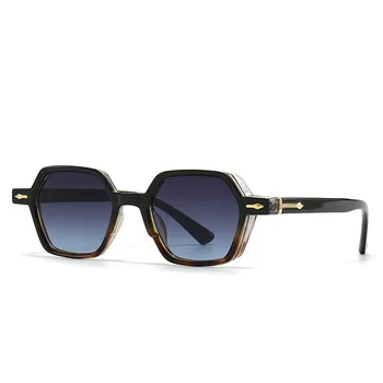 Луксозна марка дизайнер класически шестоъгълник слънчеви очила жени за мъже модерен слънчеви очила реколта пънк хладно нит малка рамка нюанси