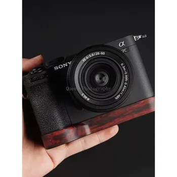 Дървена основа Ръкохватка за Sony A7R3 A7R3A A7M3 A9 Arca Swiss Ebony Walnut Camera Plate Quick Release Clamp Tripod 자전거 정비대 Кронштейн