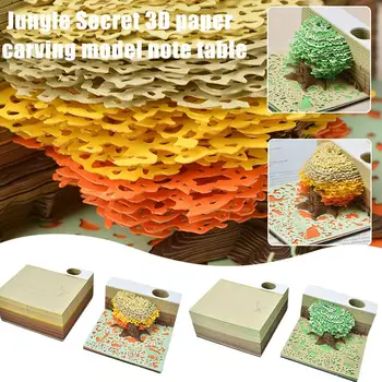 Jungle Secret 3D Creative Pad 3D приятели Коледна хартиена бележка Сълза Бележки Офиси Рожден ден дърво Постепенен подарък Красива Z7V4